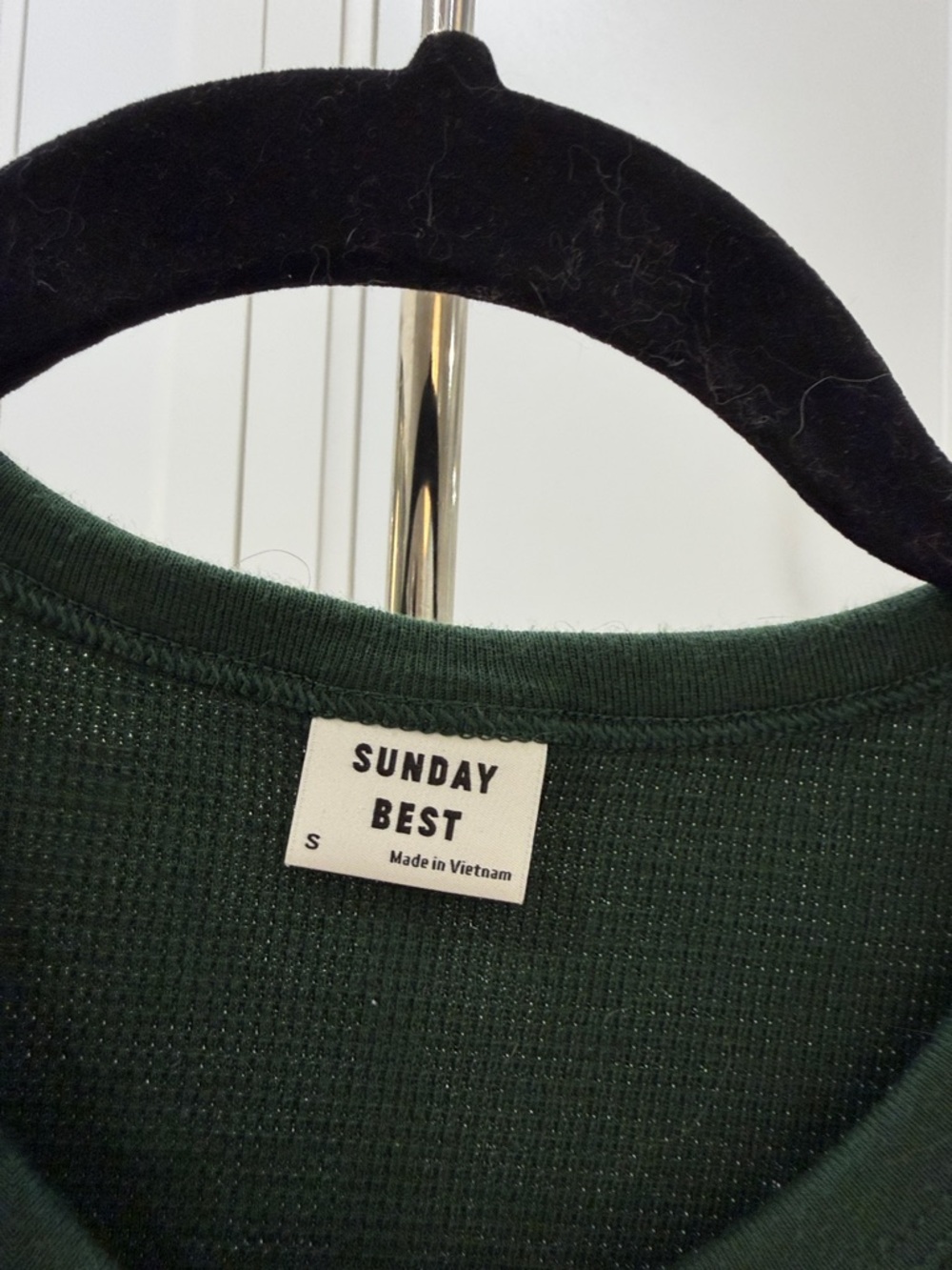 Sunday Best Dark Green Ribbed Crop Henley Top - Picture 2 of 6